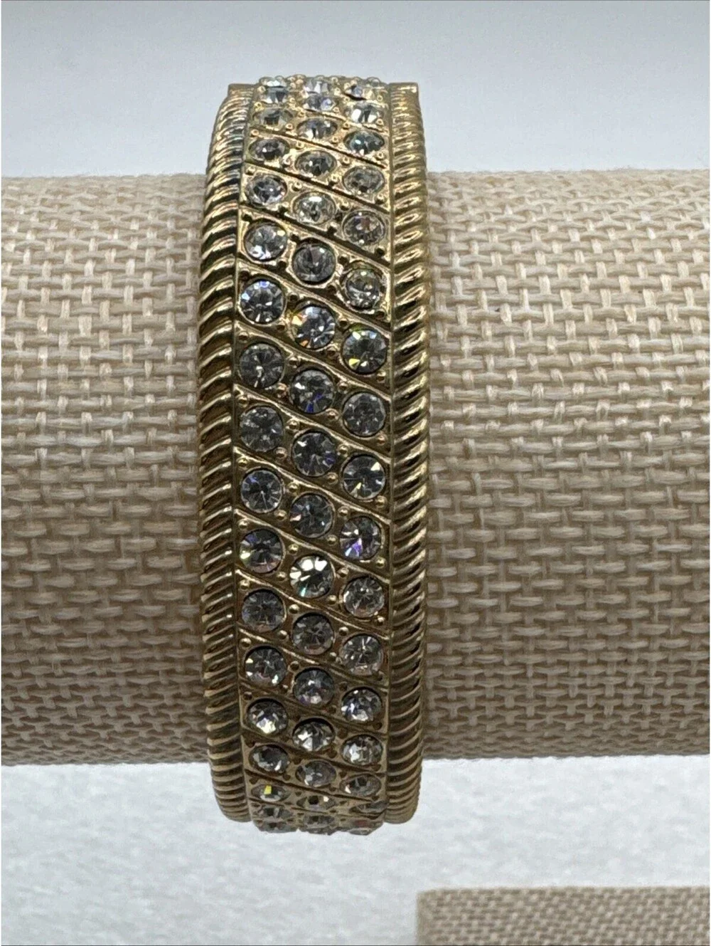 Vintage Pedre Gold Tone Bangle Watch Studded With Rhinestones New Battery W/Box